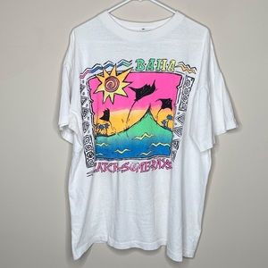 Vintage 90s Turtle Bay Graphic Short Sleeve Shirt Catching Some Rays Galaxy Tee